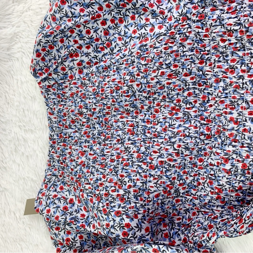 J. Crew NWT short sleeve Meadow midi smocked dress in poppy cotton poplin - Picture 8 of 9